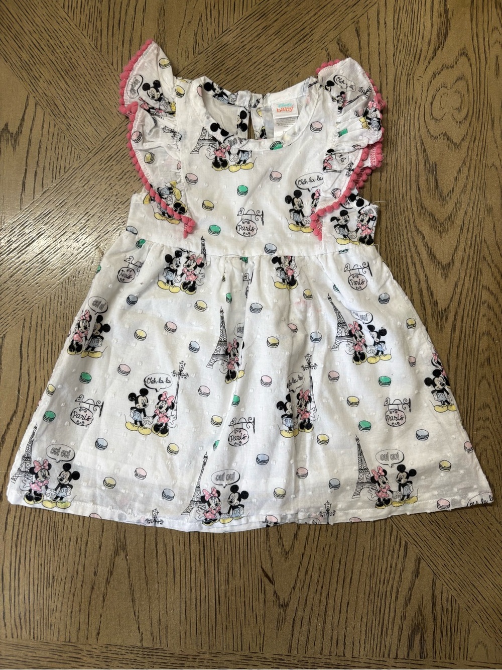 Disney Baby Minnie/Mickey Mouse Dress Paris Themed Flutter Sleeves Sz 12 Months